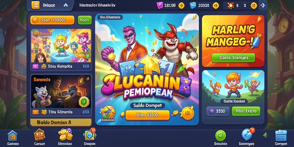 Tampilan utama permainan dengan berbagai pilihan permainan.